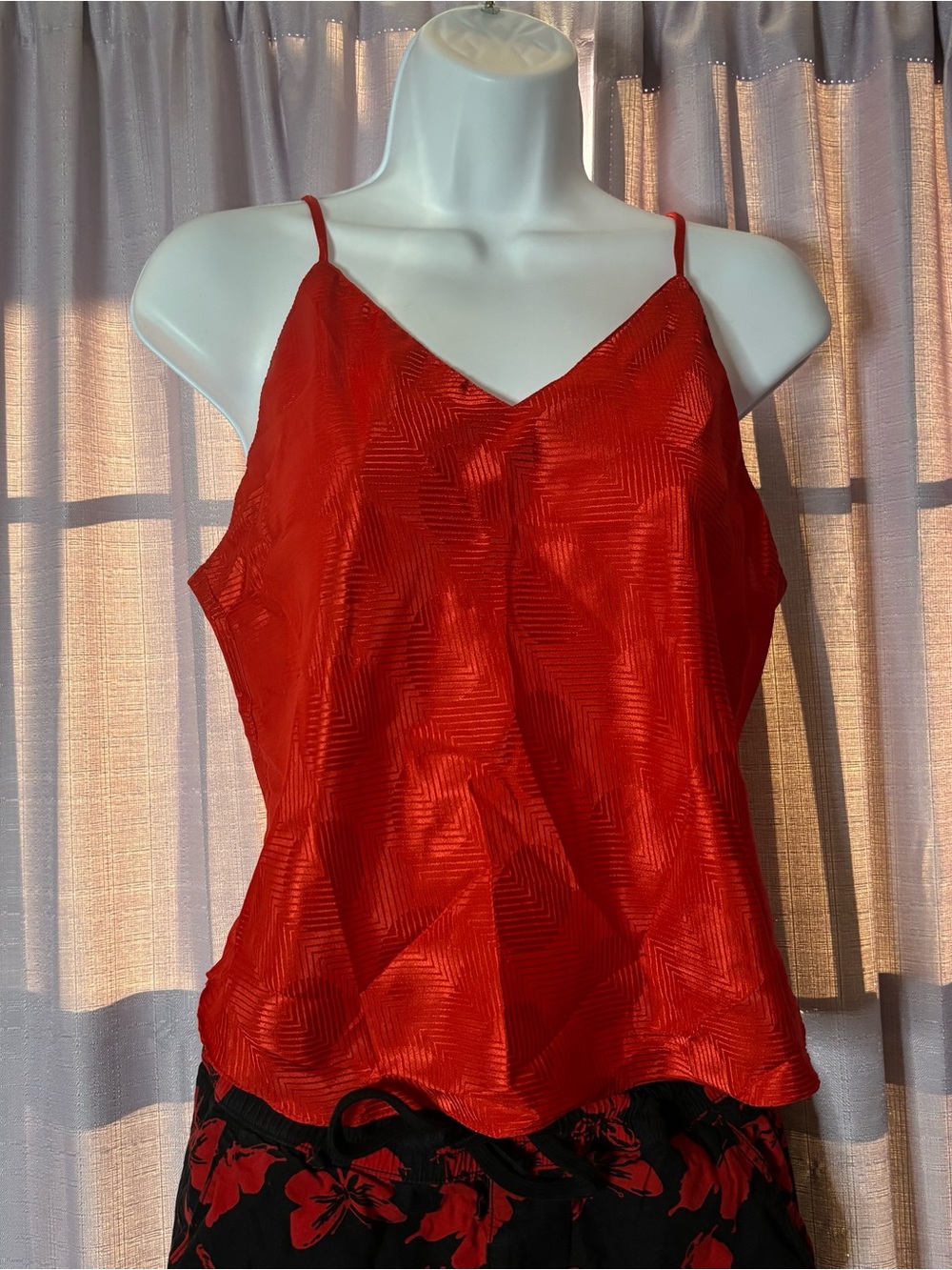 Stacy Adams Red Satin V-Neck Camisole